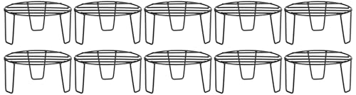 Image of Amazon Brand - Solimo Metal Flower Pot Stand (Black, Set of 10, Round)| Gamla Stand for Home | Plant Stand for Balcony | Premium Flower Pot Stand | Plant Stand for Living Room
