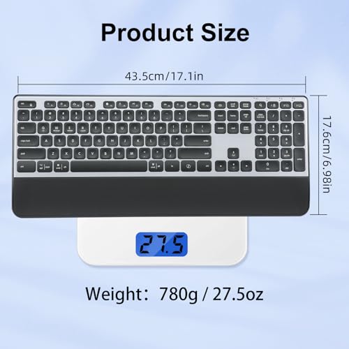 CITLLA Wireless Keyboard, Rechargeable Full Size Multi-Device Bluetooth Keyboard with Wris - image 7
