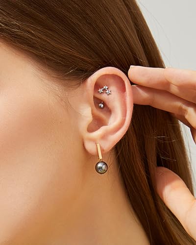 Minimalist Star Rook Earrings, 16G Rook Eyebrow Jewelry, Stainless Steel Rook Eyebrow Piercing Jewelry Vertical Labret Stud2