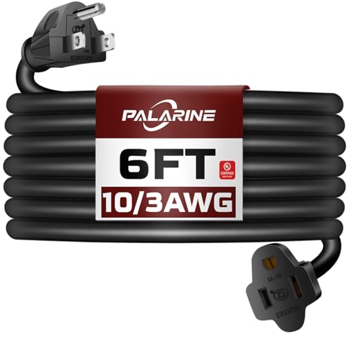 6 Ft Black Outdoor Extension Cord, 10 Gauge Heavy Duty