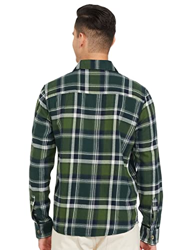 Image of The Indian Garage Co Men Regular Fit Checkered Full Sleeves Spread Collar Double Flap Pocket Casual Over Shirt