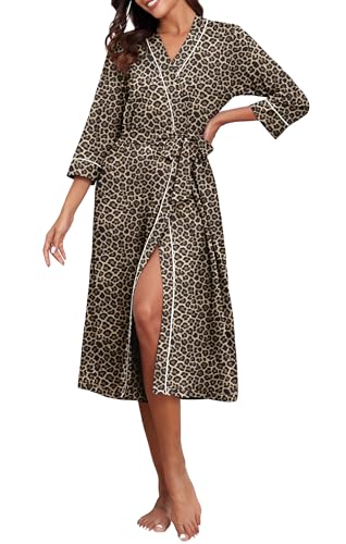 Image of PrinStory Womens Robe Long Knit Bathrobe Lightweight Soft Robes Ladies Bath Robe