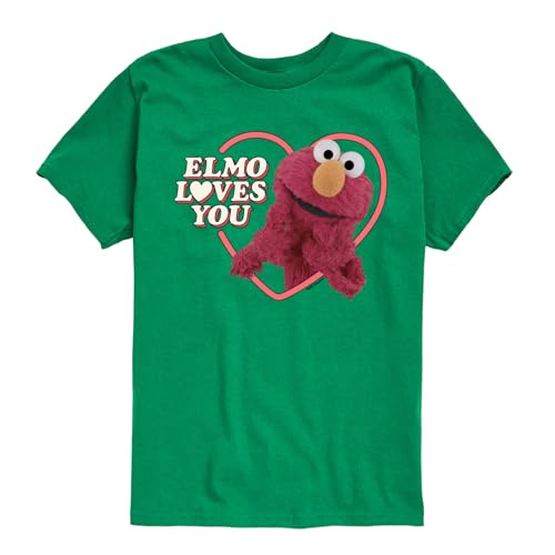 Sesame Street - Elmo Loves You Heart - Toddler and Youth Short Sleeve Graphic T-Shirt