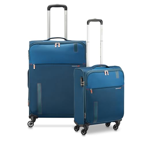 RONCATO SPEED Set 2 Maletas Trolley | Medio y Cabina | Suave, 4 Ruedas - Azul, turquesa, Set 2 trolley