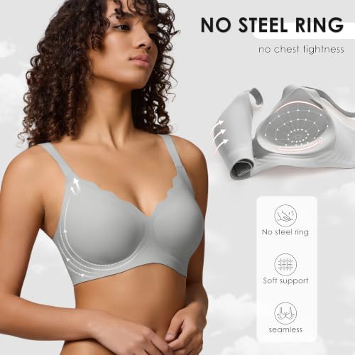 Image of Seamless Wireless Bra for Women with Support - No Underwire Full Coverage Push Up Comfort Bras - Back Fat Smoothing Bralettes