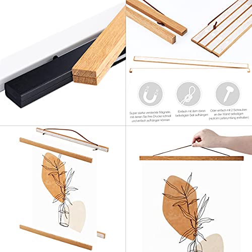 Sanauto B0 Posterleiste Posterschiene Posterleisten 120CM, Magnet Magnetische Holz Poster Aufhänger Halter Rahmen Leisten Bilder Bild… – Ansicht 2