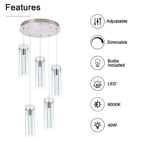 Image of 5-Light Modern Bubble Pendant Ceiling Light Fixture for Kitchen