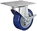 E.R. Wagner Plate Caster, Swivel with Pinch Brake, Polyurethane on Polyolefin Wheel, Delrin Bearing, 280 lbs Capacity, 5" Wheel Dia, 1-1/4" Wheel Width, 5-5/8" Mount Height, 3-3/4" Plate Length, 2-3/4" Plate Width