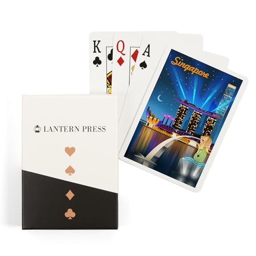 Lantern Press Singapore Retro Skyline, 52 cartas póker