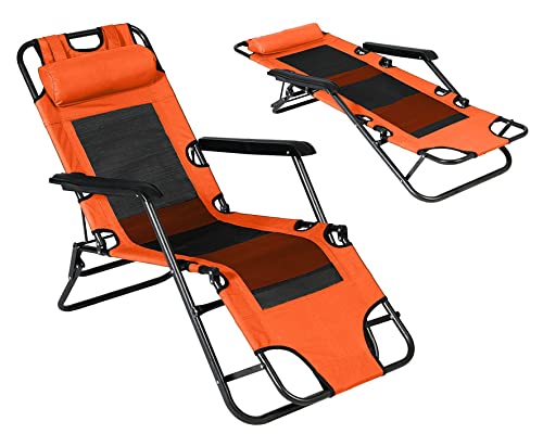 Bigbuy Outdoor Tumbona De Playa Acero Naranja (153 X 60 X 80 Cm)