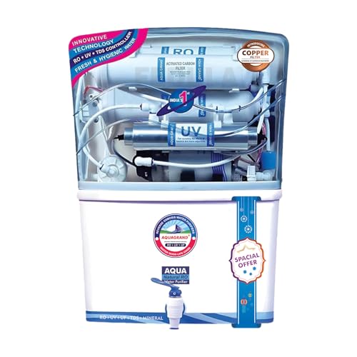 Image of Aqua Grand Plus Pure RO+UV+Copper+Zinc Water Purifier 10 Stages Purification Advance MTDS and HTDS Membrane 20 LPH High TDS Membrane (2000 ppm) 12L Storage Water Saving Technology 1 Year Warranty.