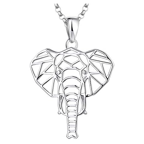 JO WISDOM Women Elephant Necklace,925 Sterling Silver Lucky Animal Amulet Pendant Necklace Cover