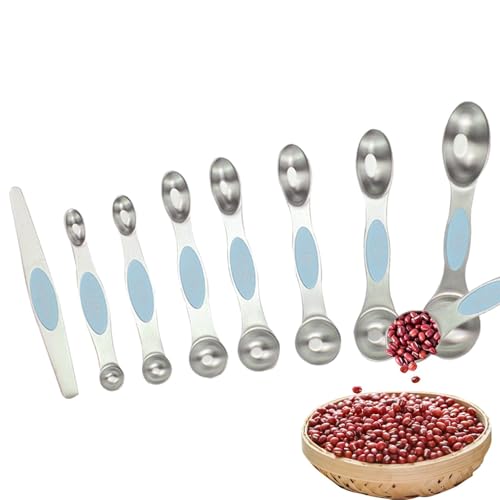 Cucharas medidoras magnéticas, cucharas medidoras magnéticas - 8 x Juego de cucharas medidoras de cocina | Herramienta de medición magnética de acero inoxidable, cuchara medidora multifuncional para