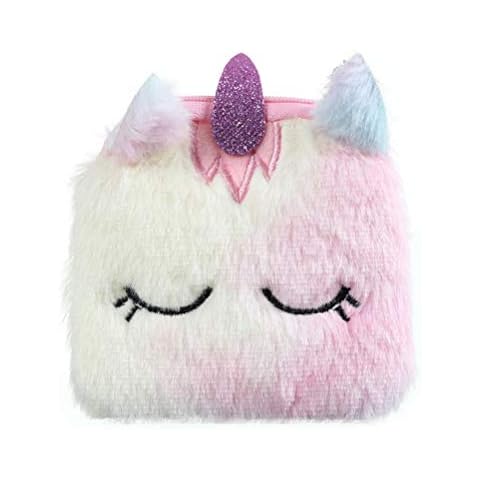 Leikance Cartoon Plush Unicorn Coin Purse,Cute Wallet Girl Clutch Bag Key Earphone Organizer Pouch Kids Gift Cover
