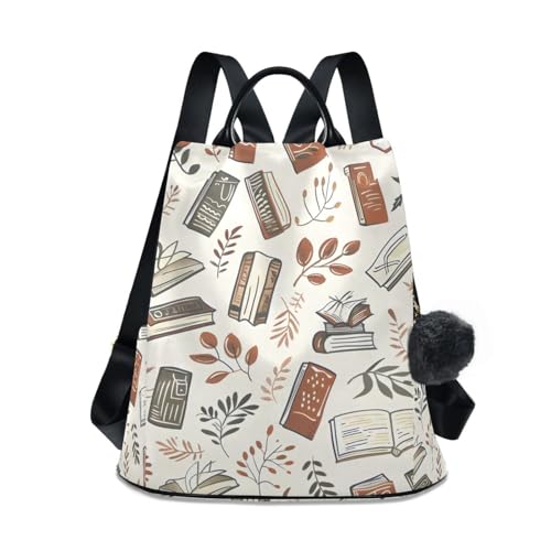 Books Leaves Backpack for Women Anti Theft Large Fashion Travel Shoulder Bag Purse Rucksack Lightweight