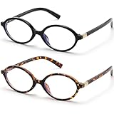 ViewJoy Retro Oval Blue Light Glasses for Women Fashion Computer Glasses Bluelight Blocking Medium Eyewear 2 Pack Vintage Frame
