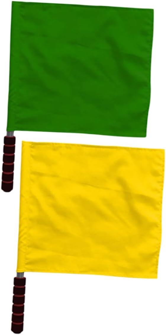 2pcs Handheld Signal Flags for Traffic and Sports Yellow and Green Safety Flags for Referees and Conductors Portable Competition and Training