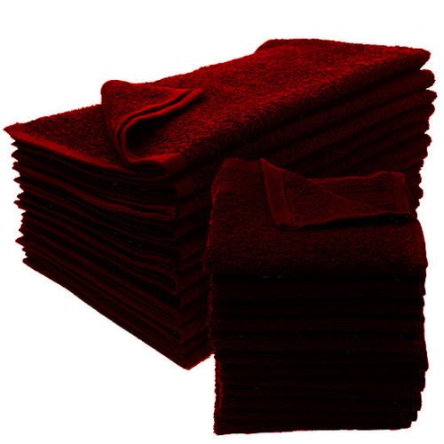 GT 12 New Burgundy Salon Towels Dobby Premium Ringspun Hand Towels 16X27 3. 5LB