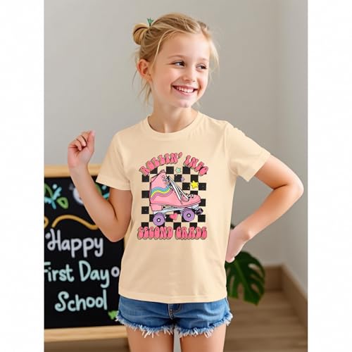 Image of SOFEON First Day of School Shirt for Girls Rollin' Into 1st /2nd /3rd Grade T-Shirt Back to School Skating Graphic Tees Tops