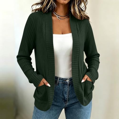 Womens Cardigan Open Front Knit Sweaters Lightweight Coat with Pockets - image 2