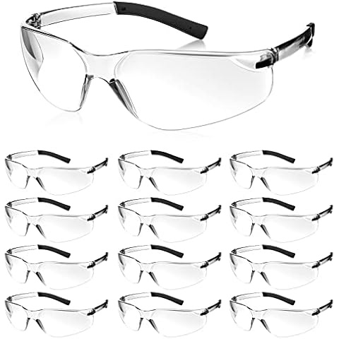 Queekay 12 Pack Safety Glasses Bulk Impact UV Scratch Glasses Protective Eyewear for Men Women Adolescents Eye Protection for Work Lab Construction Science (Clear) Cover