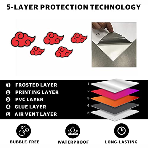 H2 Decal Anime Red Cloud Car Decals | Graphic Design For Rams, Ford, Jeep | Bubble Free Vinyl, Easy To Wrap And Remove, Pack 10 For Both Sides | Side Large Decal For Sedan, Truck, Suv, Car Accessories For Car Decor #TOP2