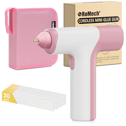 ROMECH Cordless Hot Glue Gun, Auto Dispensing Craft Glue Gun with 30 Pcs Glue Sticks, 3Ah Type-C...