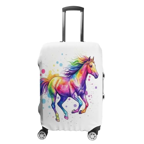 Anti Scratch Travel Luggage Cover Watercolor Horse Elastic Washable Stretch Suitcase Protector Carry On Luggage Cover