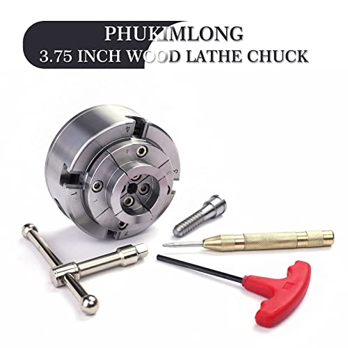 Ck375 Wood Lathe Chucks, 3.75" 4-Jaw Self-Centering Scroll Chuck With 1" X 8Tpi Thread Woodworking Turning Tools #TOP1