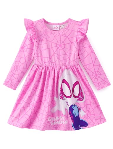 Ghost-Spider Gwen Girls Dress Ruffle Long Sleeve Fall Clothes Size 5-6