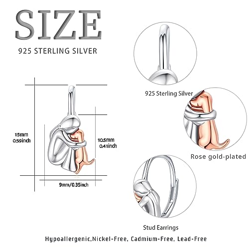 Image of 925 Sterling Silver Dog Earrings Cute Animal Puppy Stud Earrings Dog Jewelry Gifts for Women Girls Pet Lover Hypoallergenic Earrings for Sensitive Ears