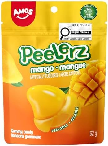 Amos Peelerz Mango Gummy Candy, Peeleble Gummy Mango Peeling Candy, Valentine's Day Gift Candy Resealable 2.19oz Bag