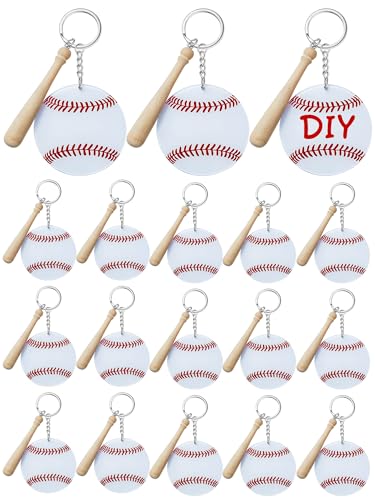 Taiyin 18 Sets Baseball Softball Acrylic Keychain Bulk DIY Ball Bag Tag Sports Party Favors Mini...