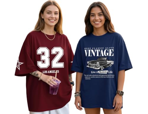 Image of AUSK Oversized T-Shirts || Printed Half Sleeve Tshirt for Womens