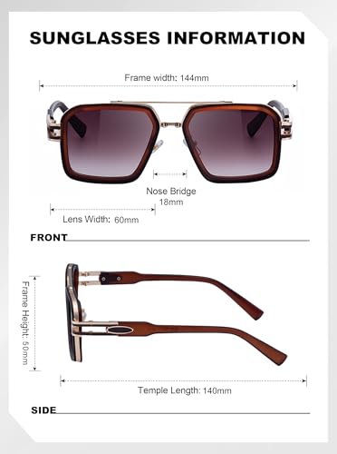 Image of Classic& Mens Sunglasses Square Metal Frame Shades for Men Sunnies(68062)