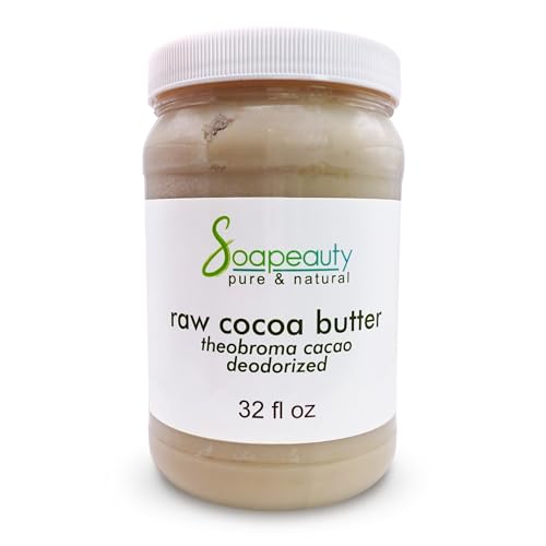 Cocoa Butter Raw Refined Deodorized 100% pure natural | Body Hair & DIY Recipes Lip Balms Lotions Creams Stretch Marks | Non GMO No Preservatives Vegan | 32 oz/2 Pounds