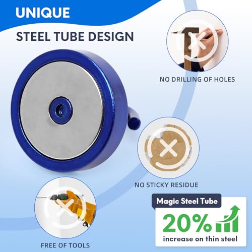 Image of Neosmuk Magnetic Hooks Steel Tube Design for Cruise,100lb+ Navyblue,10 Pack | Cruise Ship Essentials,Heavy Duty Magnett Hooks for Cabins, Refrigerator, Grill, Hanging, and Travel Extra Strong Must-Haves
