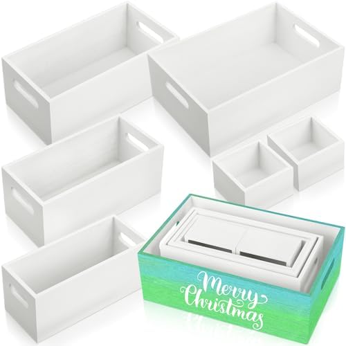 Amazon.com: Yetene Set of 6 Wood Storage Boxes with Handles Wooden ...