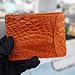 Genuine Crocodile Leg Leather Skin Handmade Alligator Money Clip Men Bifold Wallet (Orange)
