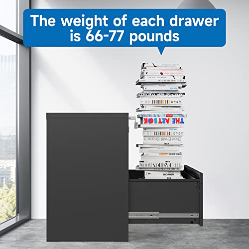 Bynsoe BY Nsoe 2 Drawer Lateral File Cabinet Metal Filing Cabinet With Lock Office Home Steel Lateral File Cabinet thumb #5