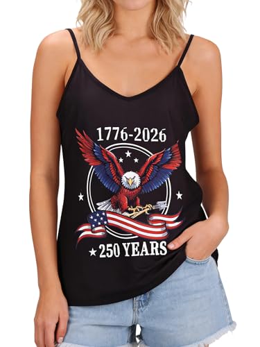 Image of Ibeauti American Flag Tank Tops for Women 4th of July Outfits Camisoles Patriotic 250th Anniversary USA Shirts