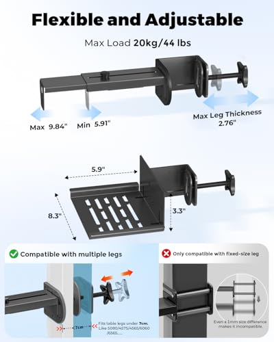 Image of JOY worker Under Desk PC Mount for Standing Desk, Clamp-On Leg CPU Holder