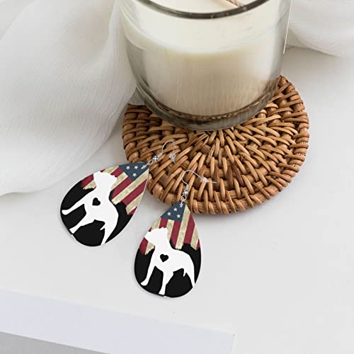 Leather Dangle Earrings Love Pitbull Women Girls Aesthetic Teardrop Earrings Halloween Jewelry Earrings Gift #TOP4