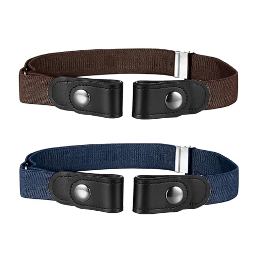 Buyless Fashion Kids Boys Girls No Buckle Adjustable Elastic Dress Stretch Belt Up to 30 Inches 2 Pack - 5098-2