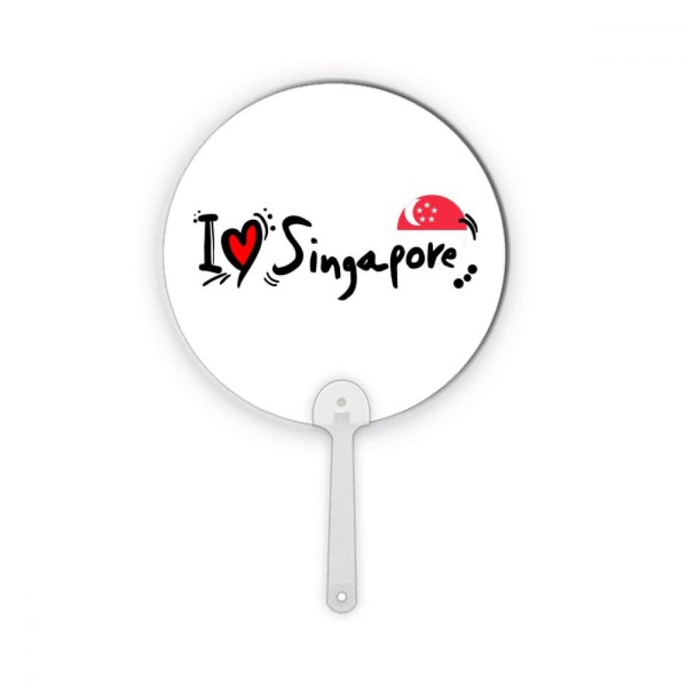 Singapour word flag fan portable rond en plastique pour rester au frais en terrasse
