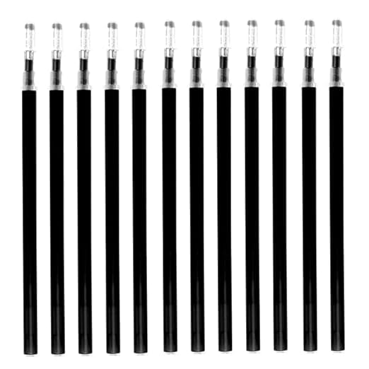JEFFY 12 -Pack Gel Pen Ink Refills Smooth Writing Refill Cartridges for Tailors and Dressmaking Embroidery Craft Heat Erasable Fabric Marking Refills. (Black)-image-42