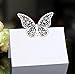 LATRAT 20 Stück weiße Schmetterlingskarten Laserschnitt, Name Platz Karten, Weiß Schmetterling weiße Tischkarten, für Gastgeschenke Geburtstag Tischkarten Hochzeit Party Favor