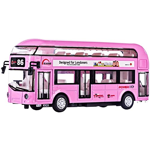 Image of DEUSON ECOM Double Decker Toys For Kids Bus Diecast Metal Bus Alloy London Bus Light & Music Open Door Collection Bus Toys For Boy Kids, Multicolor