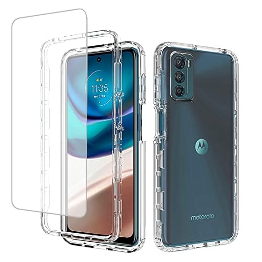 Vavies Capa compatível com Moto G42, Motorola G42 com protetor de tela de vidro temperado, capa protetora flexível transparente à prova de choque para Motorola Moto G42 (transparente)