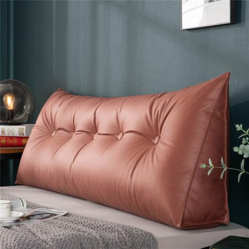 Treer Almohada Triangular con Cuña Triangular para Respaldo, Retirable Almohada de Lectura de Cabecera, Cojín de Apoyo Lumbar, Cojín de Posicionamiento para Sofá (Rojo Naranja,120x50x20cm)